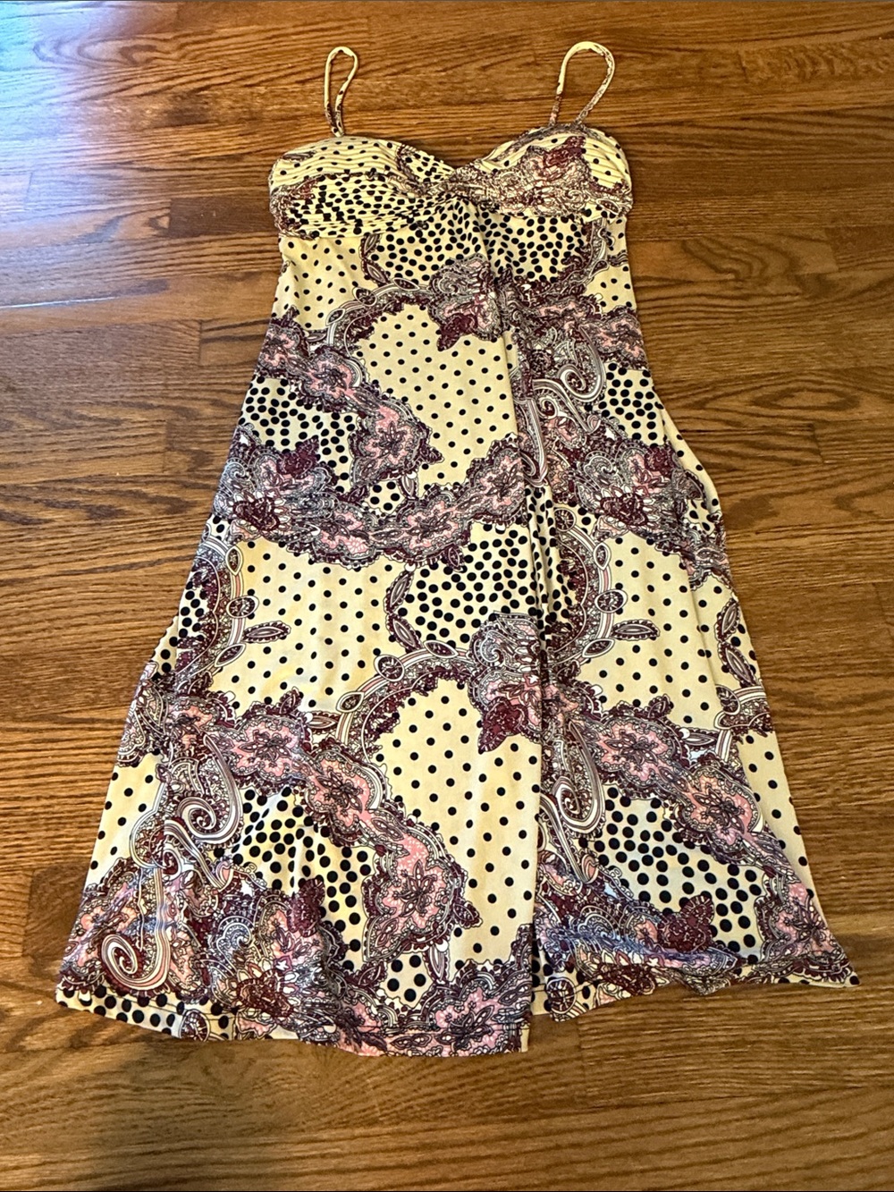 Purple Rain Paisley Polka Dot Sundress with Pink Accents Size Medium